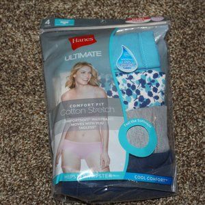 NWT Hanes Hipster Panties Cool Comfort 4 pk. 6/M